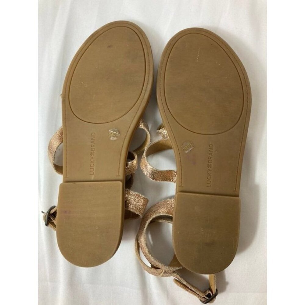 Womens Lucky Brand‎ Leather Strappy Ankle Wrap Sandals Rose Gold 7.5 - Picture 5 of 8
